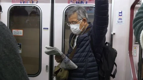 Passengers Inside The Tokyo Metro In Tokyo, Japan Stock Footage 159056835