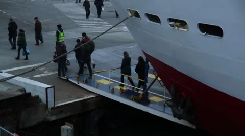 Passengers leave the ferry Stock Footage 60563485