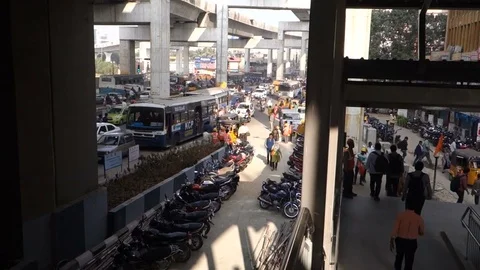 Passengers leave metro station in India Stock Footage 83204822