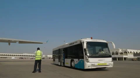 Passengers Leaving Bus And Boarding The Plane Stock Footage 62200463