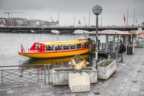 Passengers loading on boat, Geneva Stock Photos