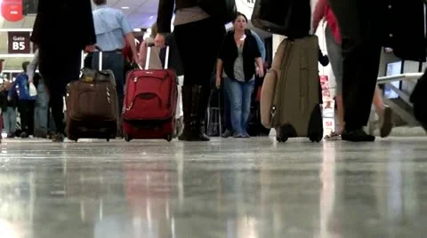 Passengers, Luggage, Suitcases, Baggage, Terminals Stock Footage