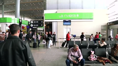 Passengers move to do the check in in Eldorado Airport in Bogota, Colombia. Stock Footage 40529281