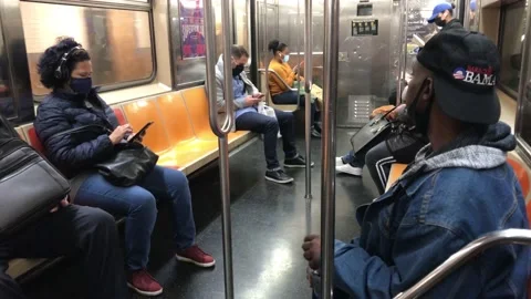 Passengers in NYC subway Stock Footage 142012670