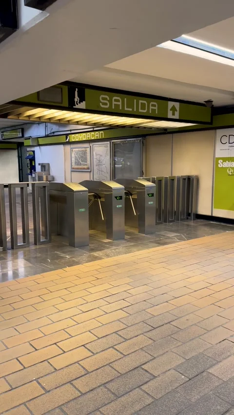 Passengers passing through turnstiles from subway line 3 in Mexico City 库存影片 319653097