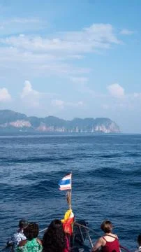 Passengers in the pherry direction phi phi islands Stock Photos