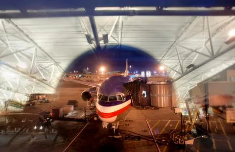 Passengers plane through a window Stock Photos