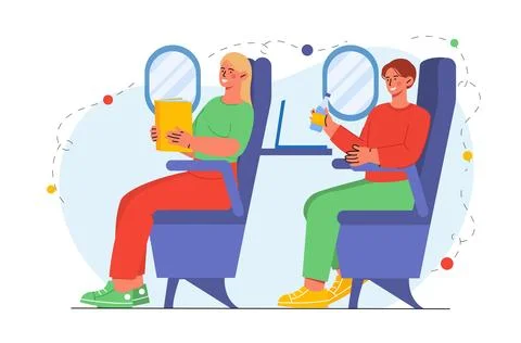 Passengers on plane vector concept Stock Illustration