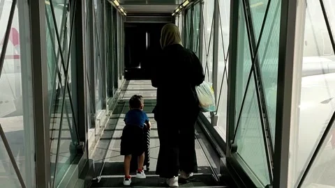 Passengers prepare to board the plane Video stock 285254803