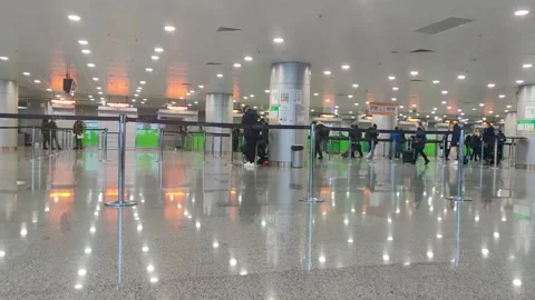 Passengers queue at Passport Control at Kiev International Airport Ukraine Stock Footage 272250754