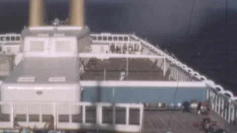 Passengers Relax On The Decks Of The SS Canberra Ocean Liner In The 1960s Stock Footage 338351920