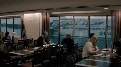 Passengers rest inside the ferry Stock Footage 47250627
