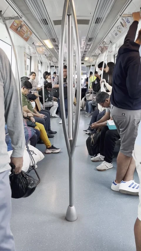 Passengers Ride A Line 1 Train On The Lima Metro Stock Footage 344767629