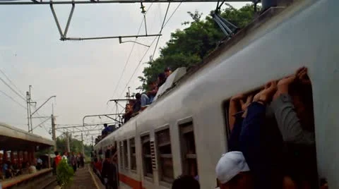 Passengers Ride on Rooftop of The Train Stock-Footage 12653629