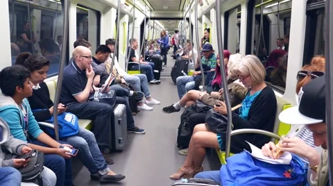 Passengers riding on a Metro Subway Train Stock Footage 63132720