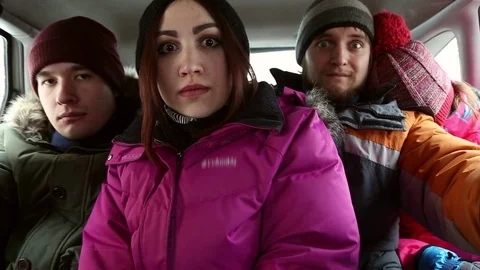 Passengers sit in the car Stock Footage 72692455