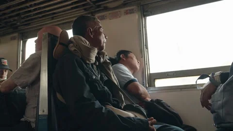 Passengers sitting in Bangkok train Video stock 320890212