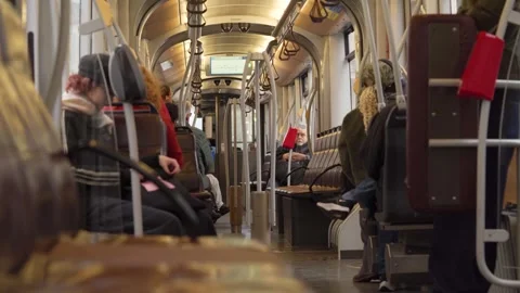 Passengers Sitting Inside Brussels Tram During Daily Commute 4K Видео 331365080