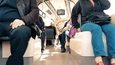 Passengers sitting in tram at day time Stock Footage 96912101