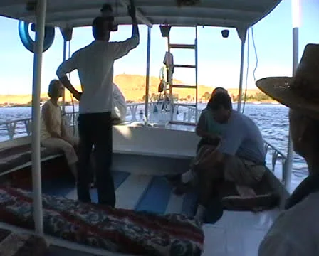 Passengers on a small egyptian gulet Stock Footage 22672733