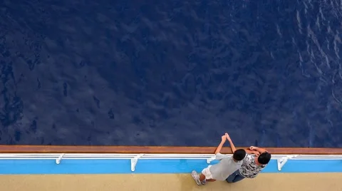 Passengers Standing on Deck of Cruise Ship Off The Coast of Hawaii 스톡 동영상 54897913