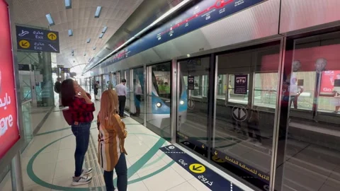 Passengers on the subway platform. Dubai UAE 4 September 2026. Stock Footage 345226515