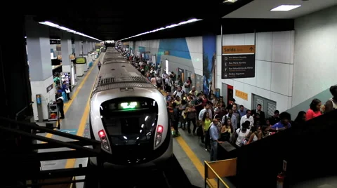 Passengers at the Subway Station. Rio de Janeiro, Brazil. Time lapse. Stock Footage