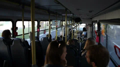 Passengers talk while riding a metropolitan bus in Porto Alegre, Brazil. Video stock 23194385