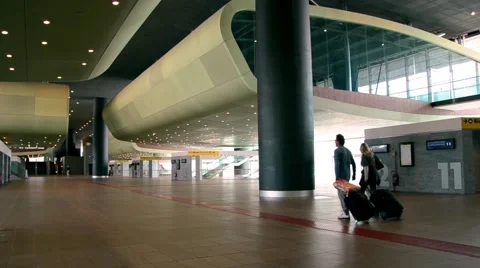 Passengers at terminal Stock Footage 43583024