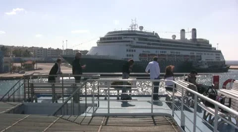 Passengers on top deck of ferry Stock Footage 12670077