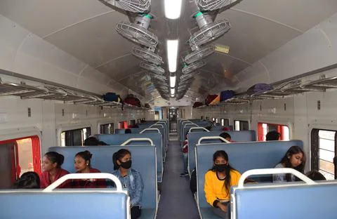 Passengers in Train Foto stock