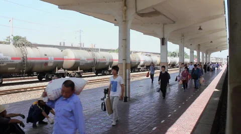 Passengers on the train platform,china. Stock Footage 35877187