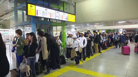 Passengers on train station during rush hour,, Tokyo, Japan Stock Footage 46210549