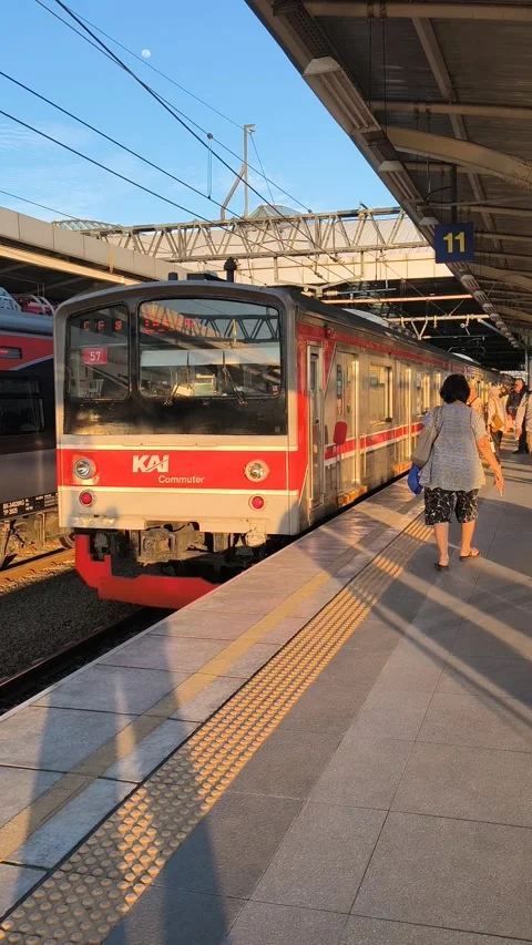 Passengers on the train station platform waiting for the train to arrive Stock Footage 319541129