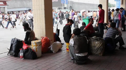 Passengers in the train station,xi'an,china Stock Footage 35866703