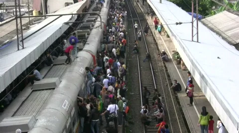 Passengers of Trains Stock Footage 690436