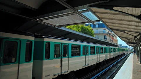 Passengers traveling by Metro using train station in Paris. Stock Footage 245456110