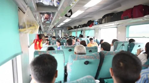 Passengers traveling in train Stock Footage 77155522