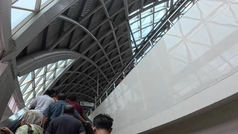 Passengers Using Escalator at Dhaka Metro Rail Station  Bangladesh Stock Footage 341860984