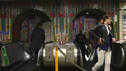 Passengers Using Escalator In The London Underground HD Stock Footage 131173573
