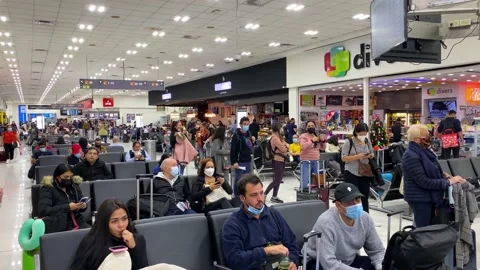Passengers wait to board flights in Mexico City airport, Mexico 4K Stock Footage 165289025