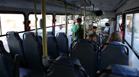Passengers wait to get off the bus in Porto Alegre, Brazil. Video stock 23194436