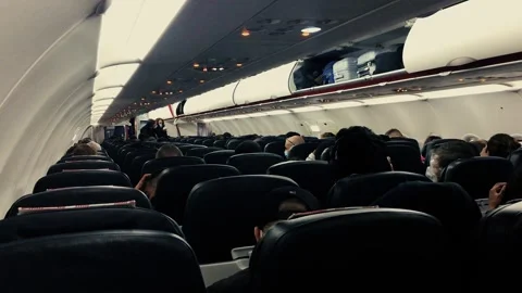 Passengers wait for takeoff in Paris. Stock Footage 266933694
