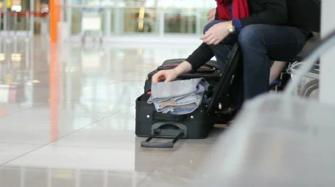 Passengers waiting at the airport 10 Stock Footage 741853