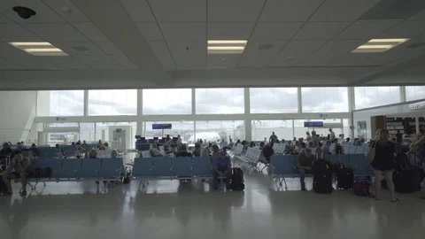 Passengers waiting in the airport terminal - Philadelphia Stock Footage
