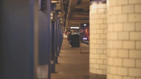 Passengers Waiting for NYC Subway Stock Footage 301648922