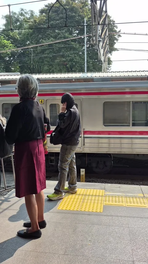 Passengers waiting on the station platform 스톡 동영상 341177709