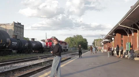 Passengers Waiting at Station for Train Stock Footage 58111511