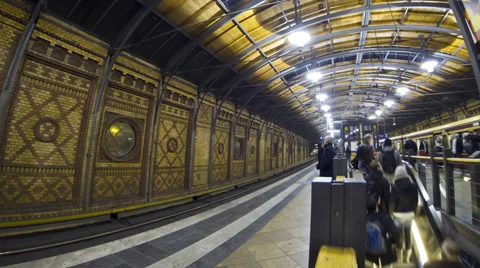Passengers waiting trains at Hackescher Markt S-Bahn station in Berlin Stock Footage 33710596