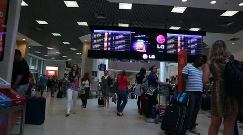 Passengers walk through Santos Dumont Airport in Rio de Janeiro. Stock Footage 44607833